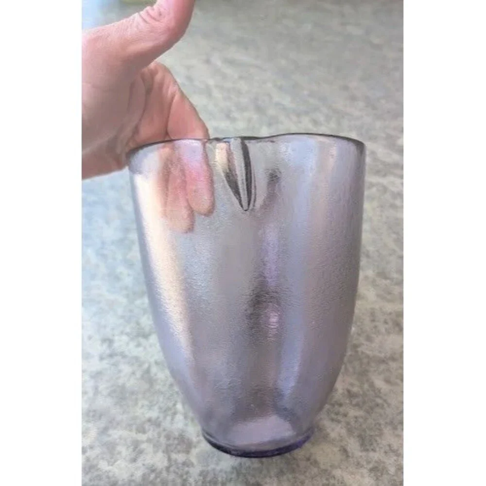 Vintage Violet Textured Glass Pitcher Purple Applied Handle Made in Italy